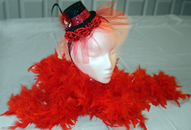 red boa and fascinator