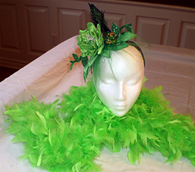green boa and fascinator